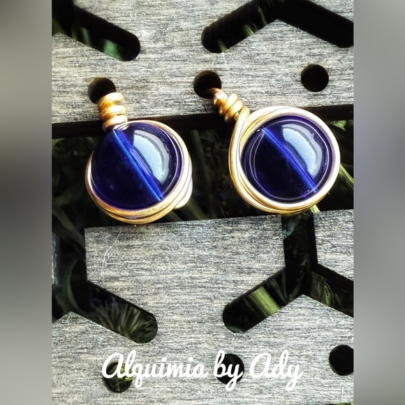 Alquimia Gold and Blue Earrings - Picture 1 of 1